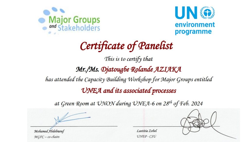 Certificate MGFC